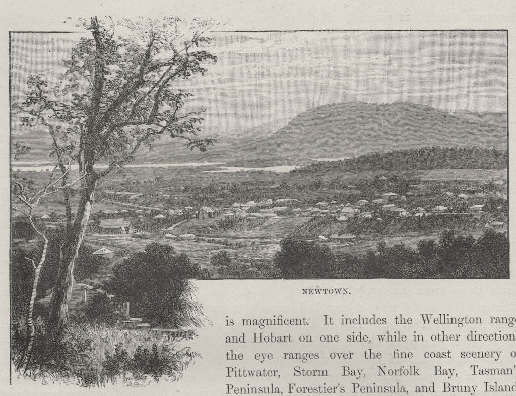 Newtown. Tasmania. Australia 1890 old antique vintage print picture